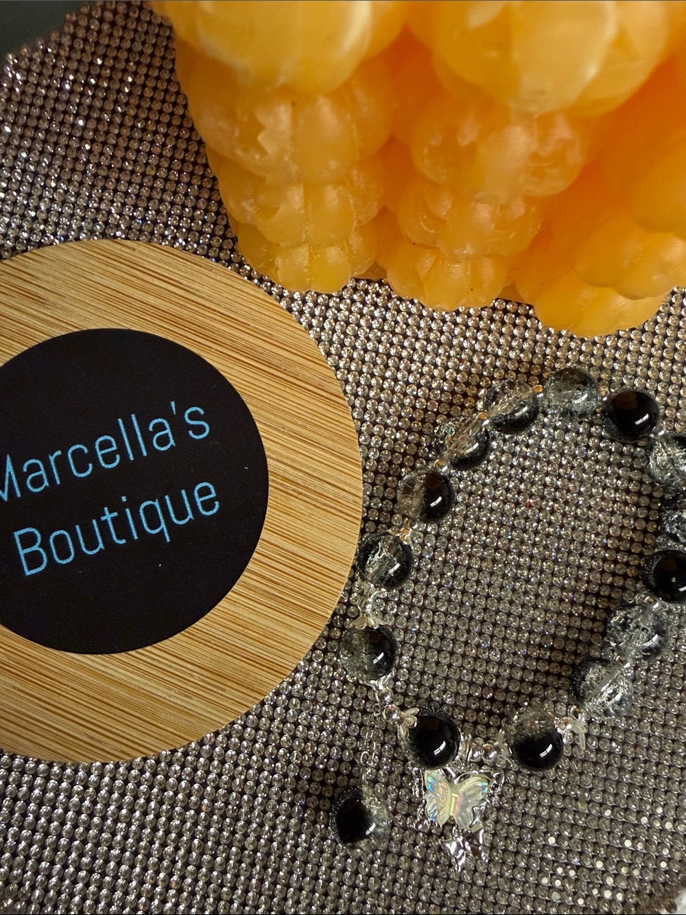 Black and Clear Beaded butterfly Wearable Bracelet
